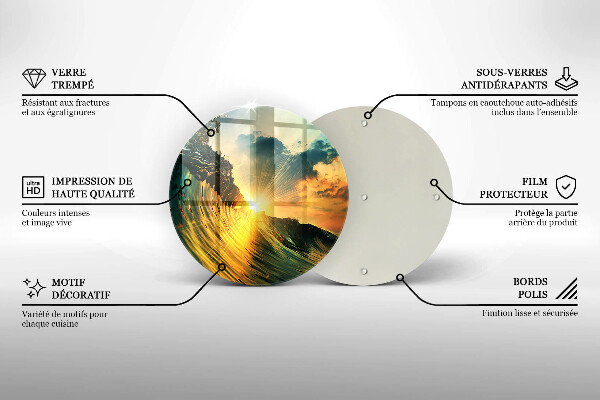 Deska kuchenna szklana Fala i zachód słońca