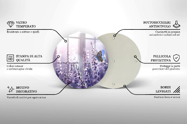 Deska kuchenna szklana Polne kwiaty i motyl