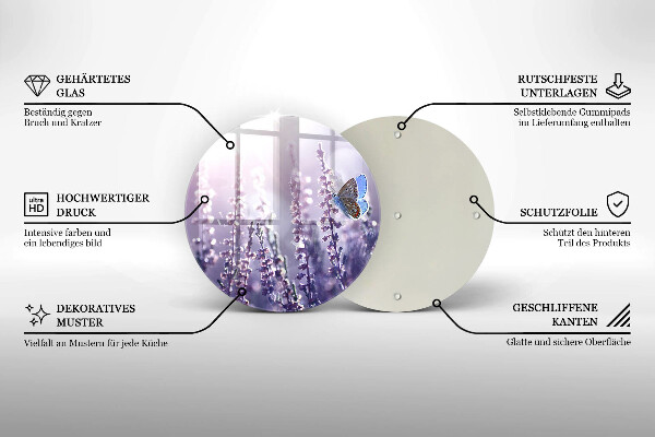 Deska kuchenna szklana Polne kwiaty i motyl