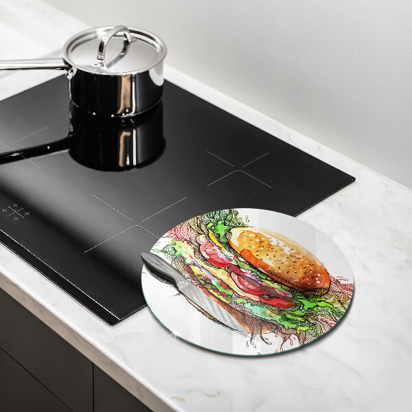 Deska kuchenna szklana Rysunek hamburger