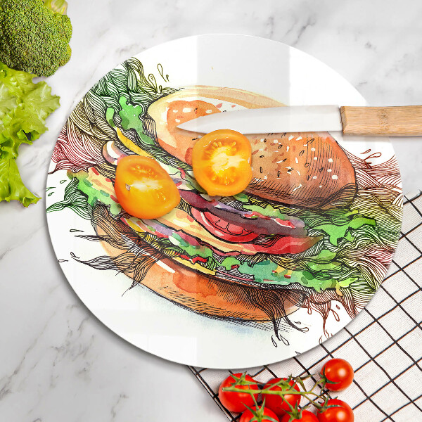 Deska kuchenna szklana Rysunek hamburger