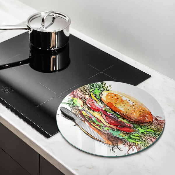 Deska kuchenna szklana Rysunek hamburger