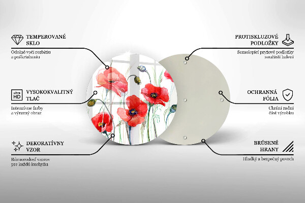 Deska kuchenna szklana Kwiaty czerwone maki