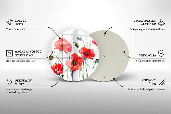 Deska kuchenna szklana Kwiaty czerwone maki