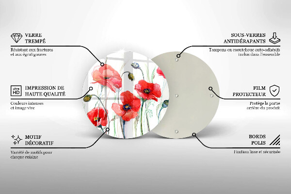 Deska kuchenna szklana Kwiaty czerwone maki