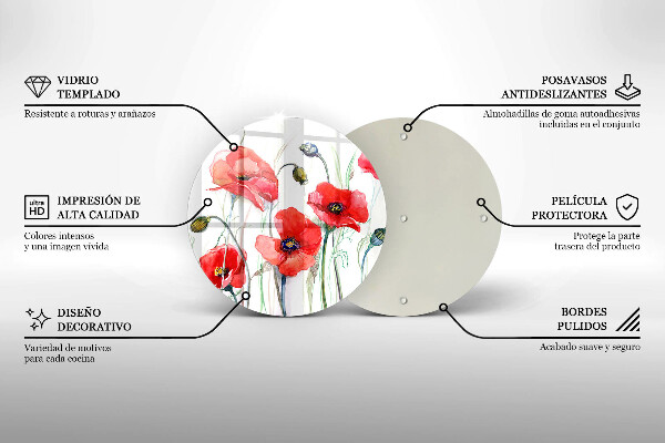 Deska kuchenna szklana Kwiaty czerwone maki