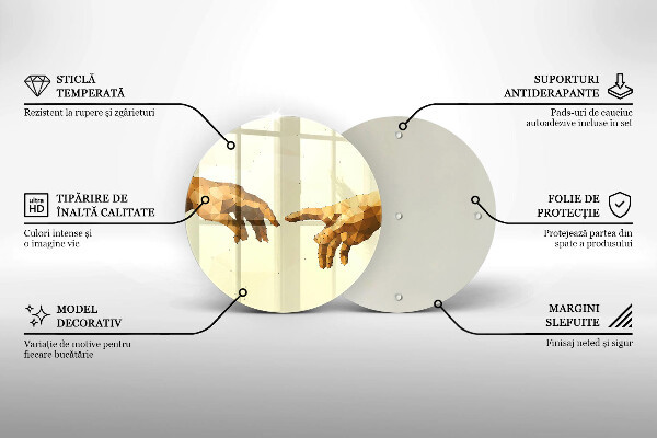 Deska kuchenna szklana Stworzenie Adama dłonie