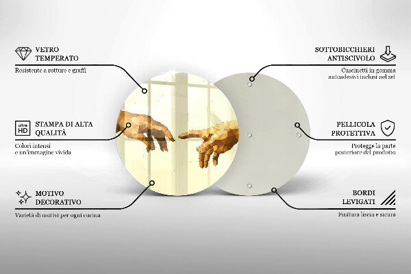 Deska kuchenna szklana Stworzenie Adama dłonie