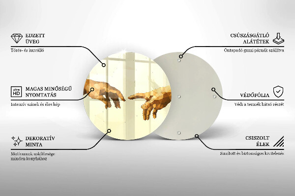 Deska kuchenna szklana Stworzenie Adama dłonie