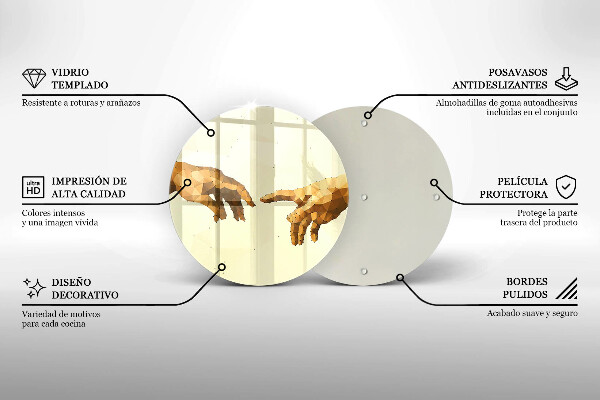 Deska kuchenna szklana Stworzenie Adama dłonie