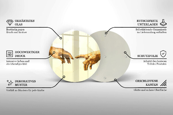 Deska kuchenna szklana Stworzenie Adama dłonie