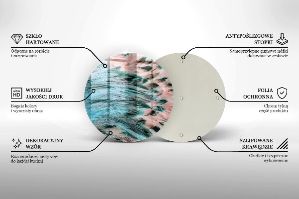 Deska kuchenna szklana Boho ptasie pióra