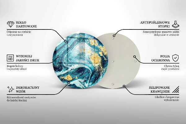 Szklana deska kuchenna Błękitna abstrakcja złoto