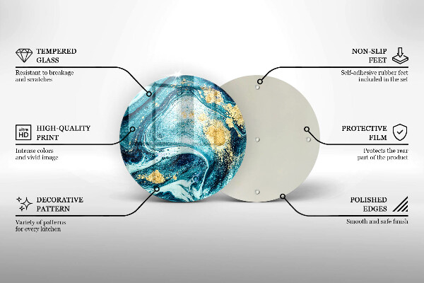 Szklana deska kuchenna Błękitna abstrakcja złoto