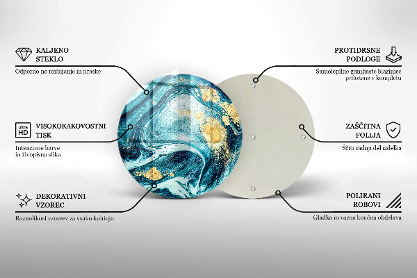 Szklana deska kuchenna Błękitna abstrakcja złoto