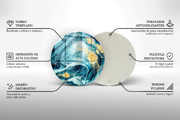 Szklana deska kuchenna Błękitna abstrakcja złoto