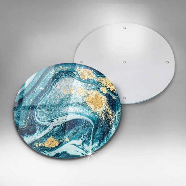 Szklana deska kuchenna Błękitna abstrakcja złoto