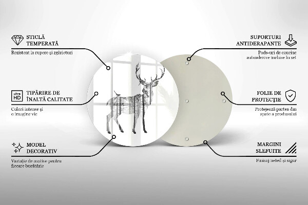 Deska kuchenna szklana Ilustracja jeleń i las
