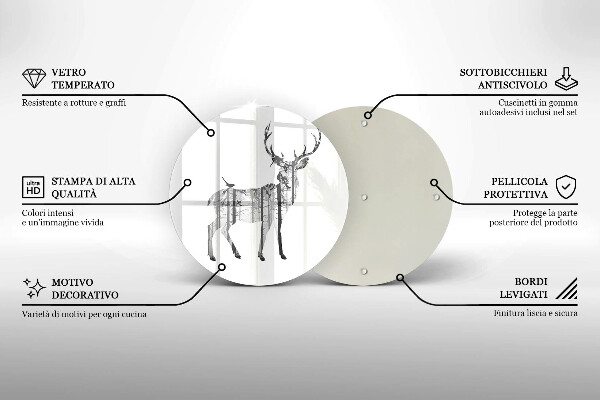 Deska kuchenna szklana Ilustracja jeleń i las