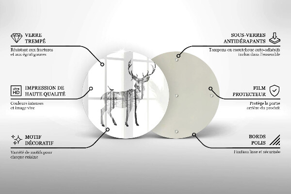 Deska kuchenna szklana Ilustracja jeleń i las