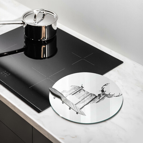 Deska kuchenna szklana Ilustracja jeleń i las