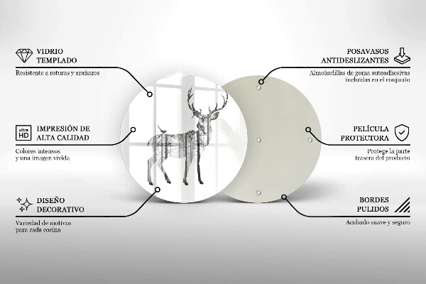 Deska kuchenna szklana Ilustracja jeleń i las