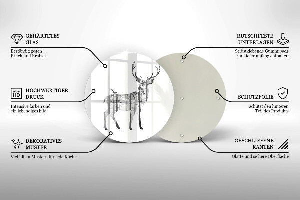 Deska kuchenna szklana Ilustracja jeleń i las
