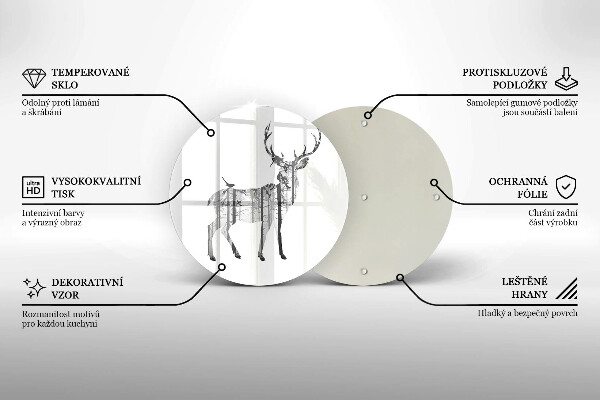Deska kuchenna szklana Ilustracja jeleń i las