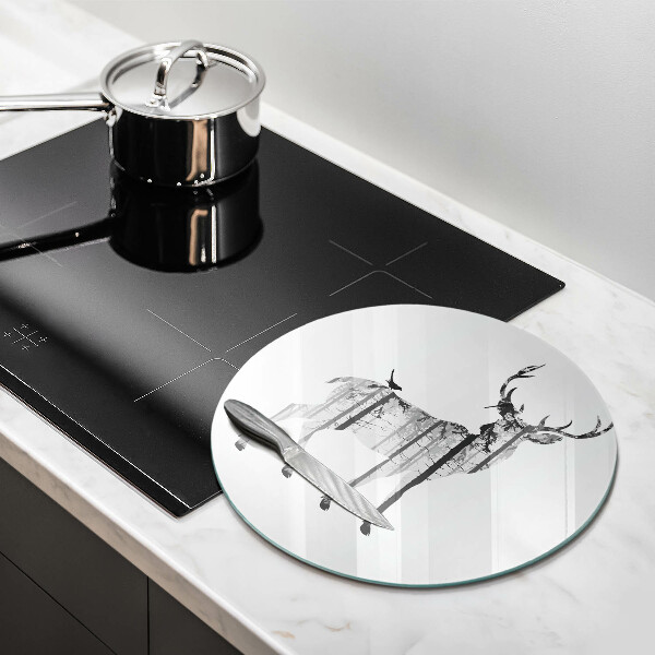 Deska kuchenna szklana Ilustracja jeleń i las