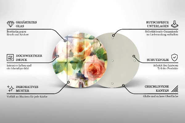 Deska kuchenna szklana Malowane kwiaty