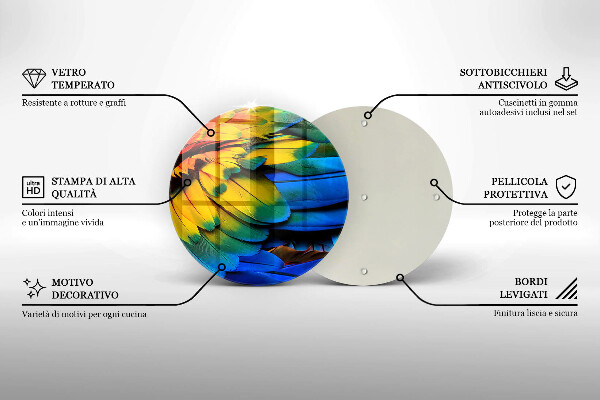 Deska kuchenna szklana Barwne pióra papugi
