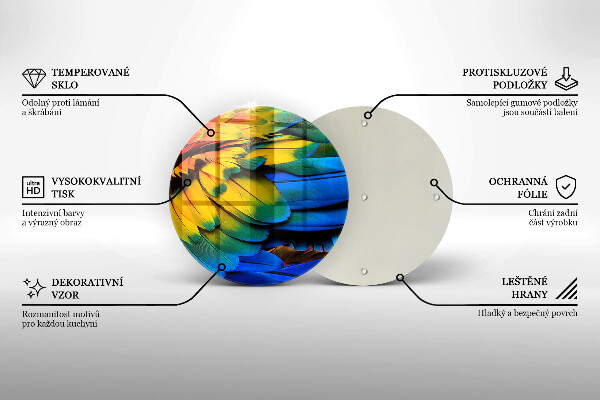 Deska kuchenna szklana Barwne pióra papugi