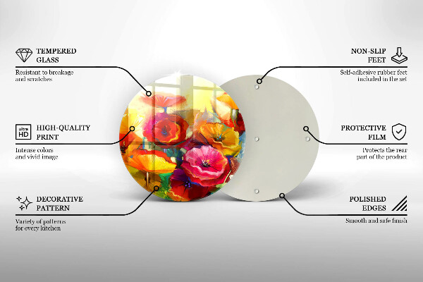 Deska kuchenna szklana Malowane kolorowe kwiaty