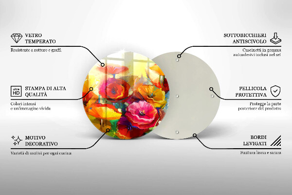 Deska kuchenna szklana Malowane kolorowe kwiaty