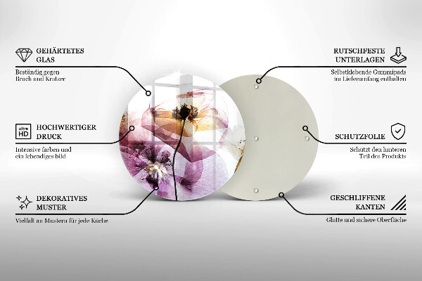 Deska kuchenna szklana Delikatne kwiaty