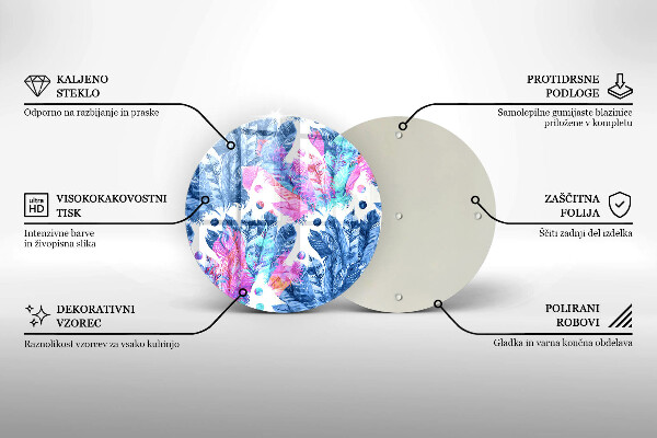 Deska kuchenna szklana Ilustracja boho piórka
