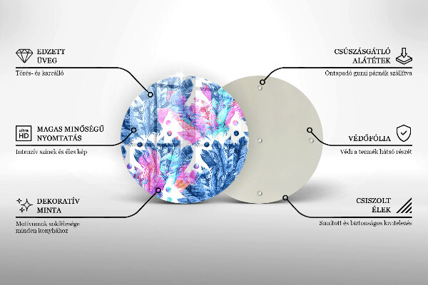 Deska kuchenna szklana Ilustracja boho piórka