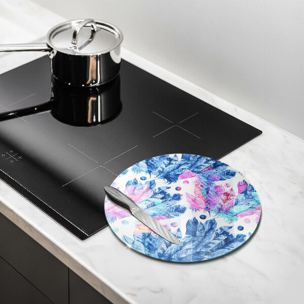 Deska kuchenna szklana Ilustracja boho piórka