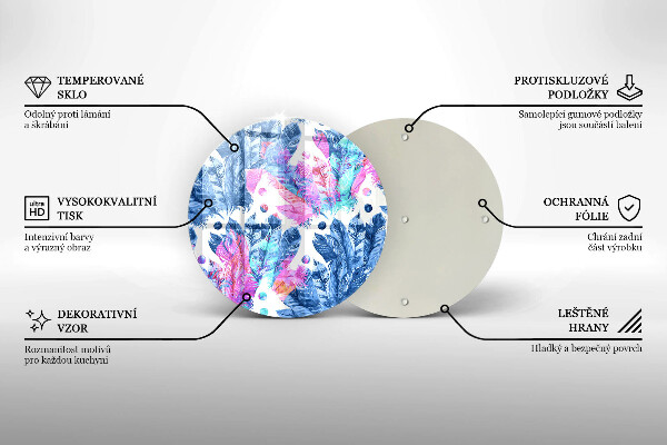 Deska kuchenna szklana Ilustracja boho piórka