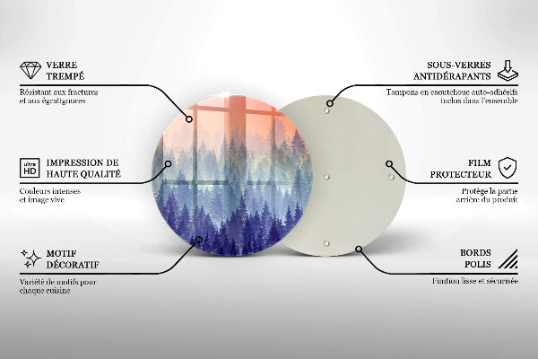 Szklana deska kuchenna Las o zachodzie słońca