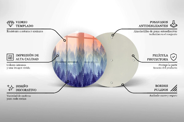 Szklana deska kuchenna Las o zachodzie słońca