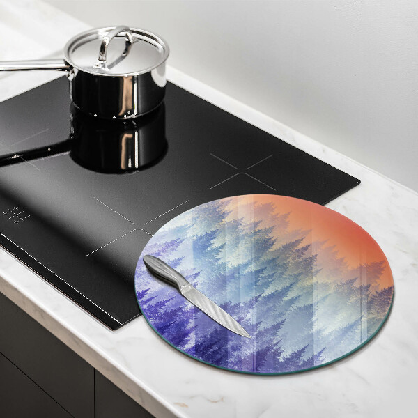 Szklana deska kuchenna Las o zachodzie słońca