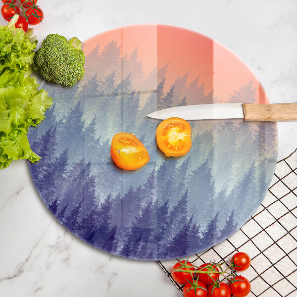 Szklana deska kuchenna Las o zachodzie słońca