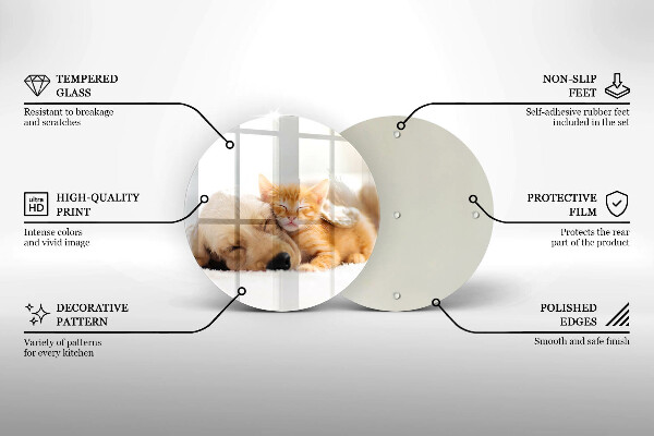 Deska kuchenna szklana Zwierzęta pies i kot