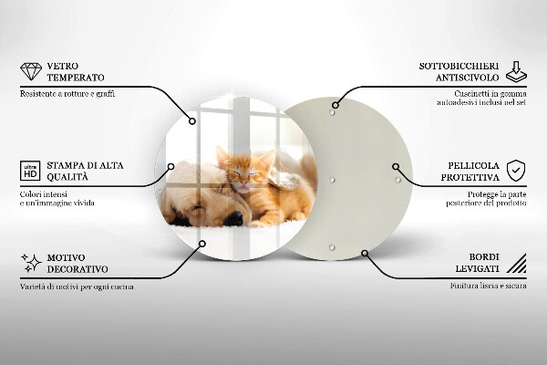 Deska kuchenna szklana Zwierzęta pies i kot