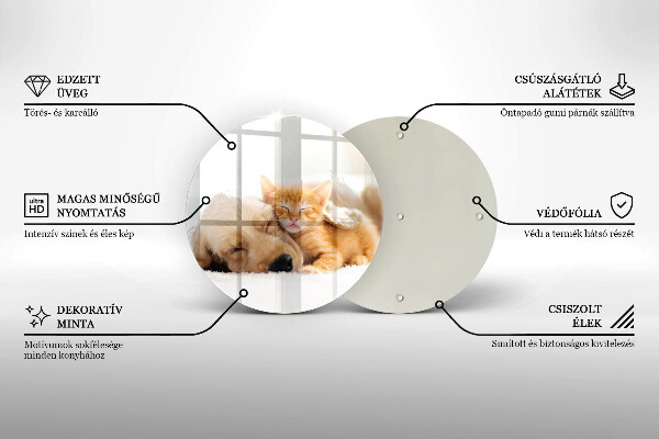 Deska kuchenna szklana Zwierzęta pies i kot