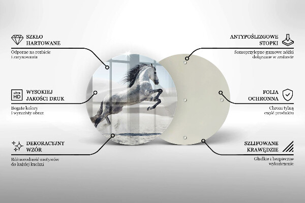 Deska kuchenna szklana Biały koń rumak