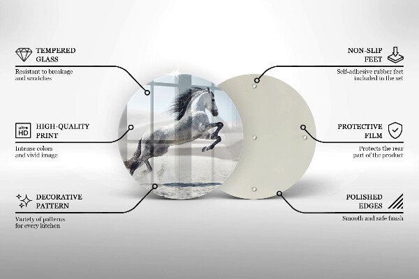 Deska kuchenna szklana Biały koń rumak