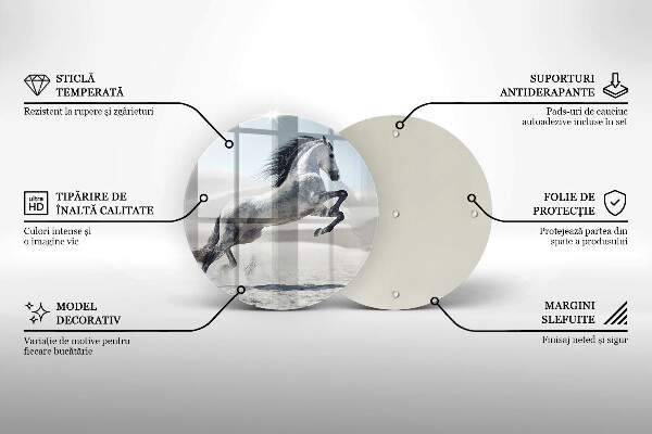 Deska kuchenna szklana Biały koń rumak