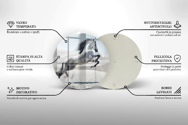 Deska kuchenna szklana Biały koń rumak